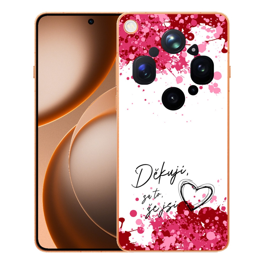 Gelový kryt mmCase na Oppo Find X9 Ultra - zamilovaný text 2 bílé pozadí