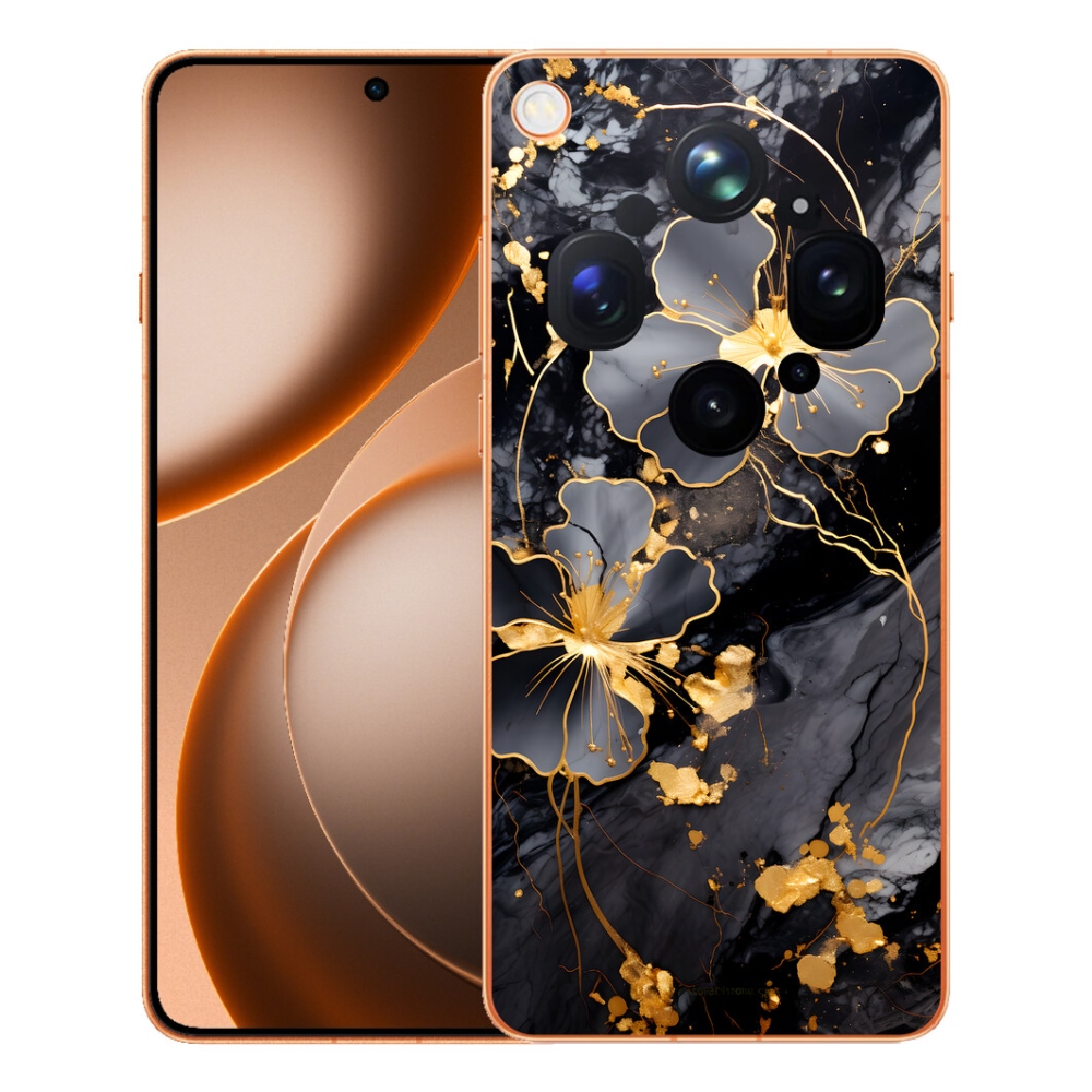 Gelový kryt mmCase na Oppo Find X9 Ultra - zlaté květy