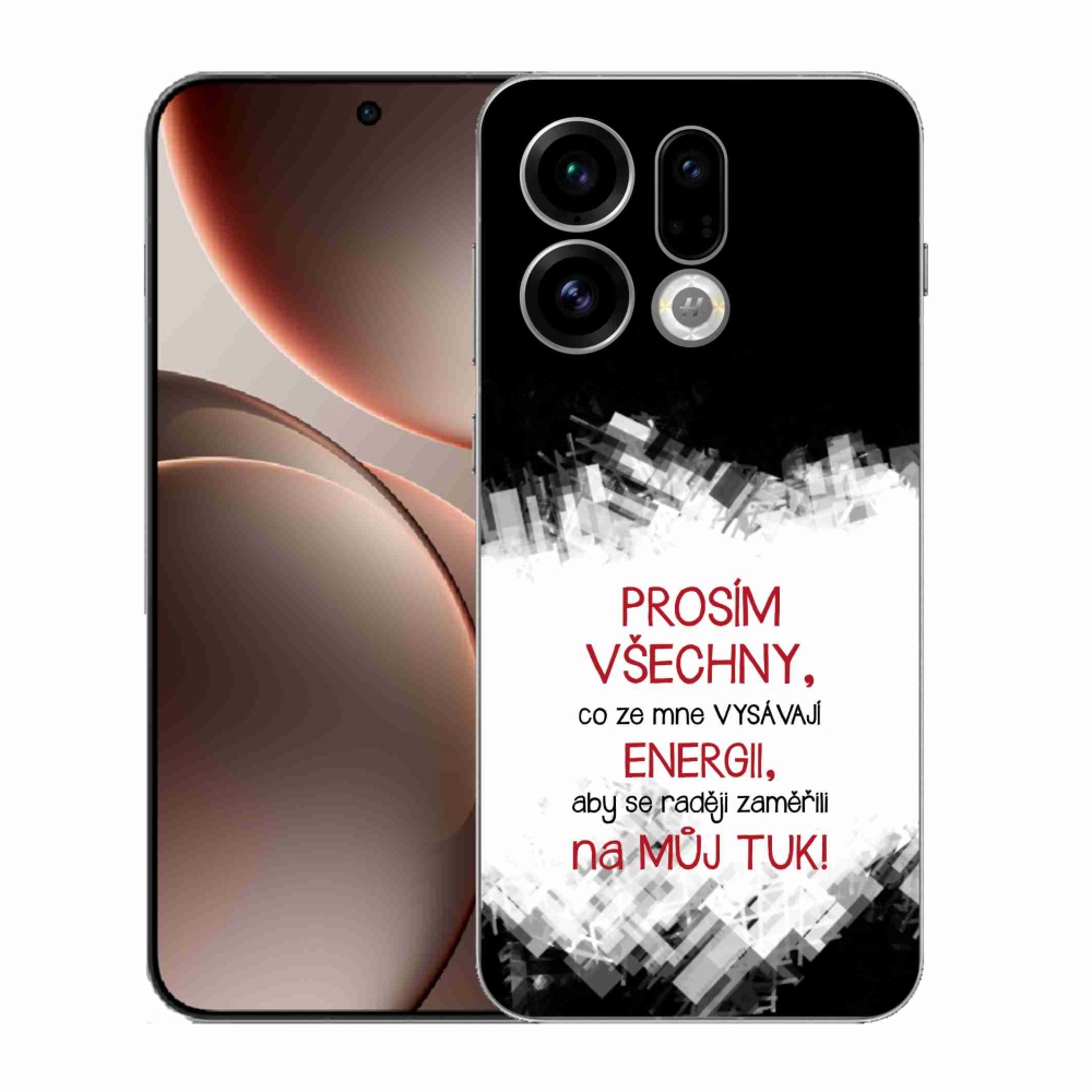 Gelový kryt mmCase na Oppo Find X9 - vtipný text 1 červený