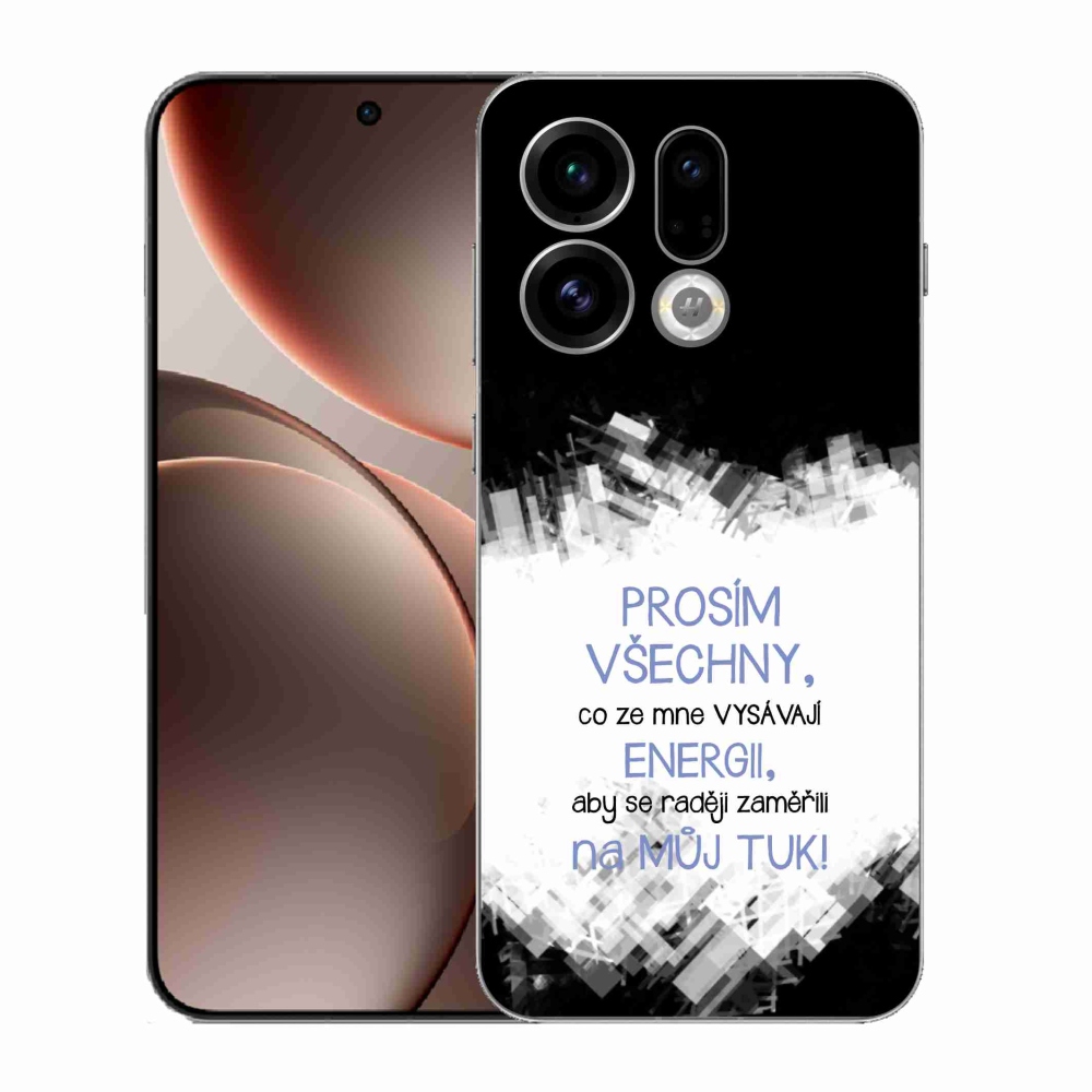 Gelový kryt mmCase na Oppo Find X9 - vtipný text 1 modrý