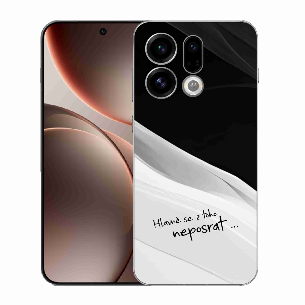 Gelový kryt mmCase na Oppo Find X9 - vtipný text 13 bíločerné pozadí