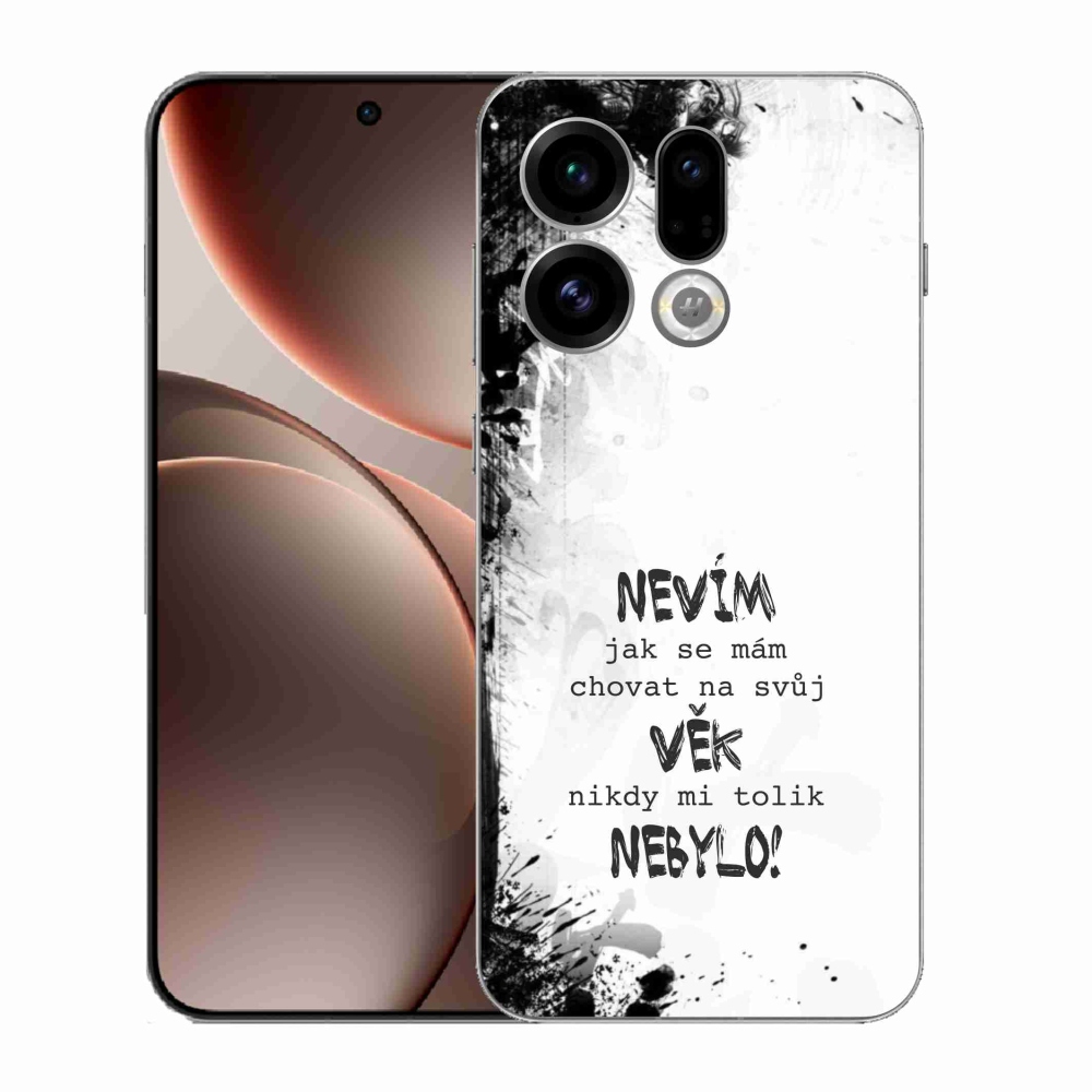 Gelový kryt mmCase na Oppo Find X9 - vtipný text 14 bílé pozadí