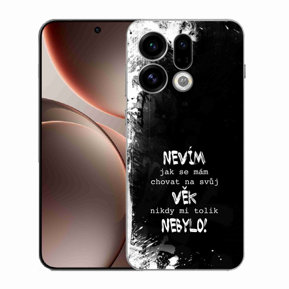 Gelový kryt mmCase na Oppo Find X9 - vtipný text 14 černé pozadí