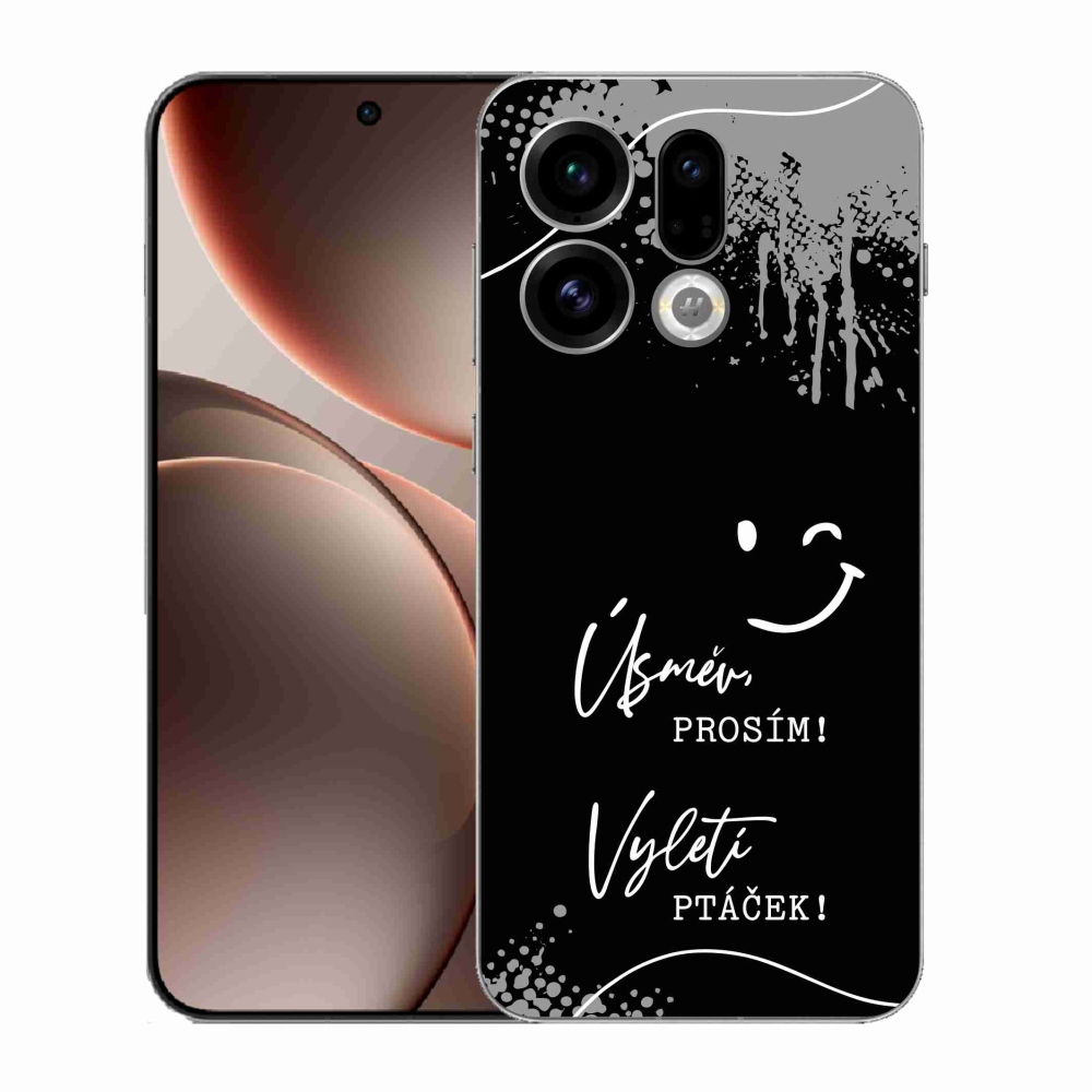 Gelový kryt mmCase na Oppo Find X9 - vtipný text 4 černé pozadí