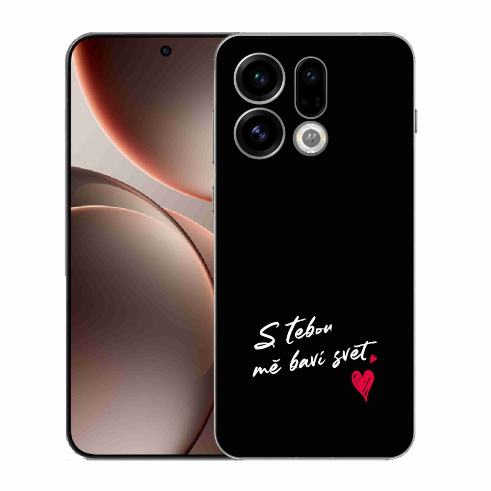 Gelový kryt mmCase na Oppo Find X9 - zamilovaný text 1 černé pozadí