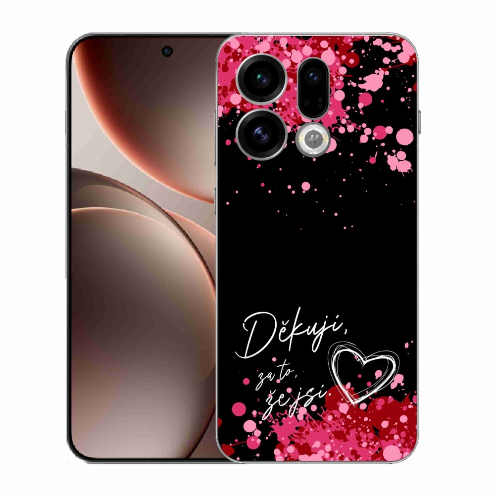 Gelový kryt mmCase na Oppo Find X9 - zamilovaný text 2 černé pozadí