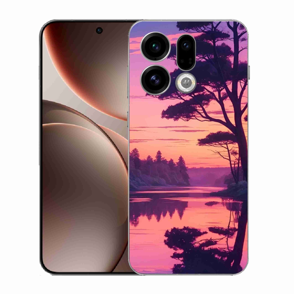 Gelový kryt mmCase na Oppo Find X9 - západ slunce nad jezerem