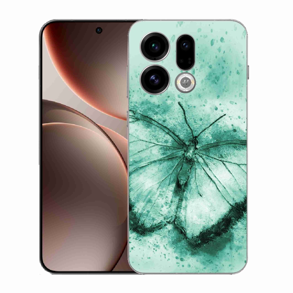 Gelový kryt mmCase na Oppo Find X9 - zelený motýl