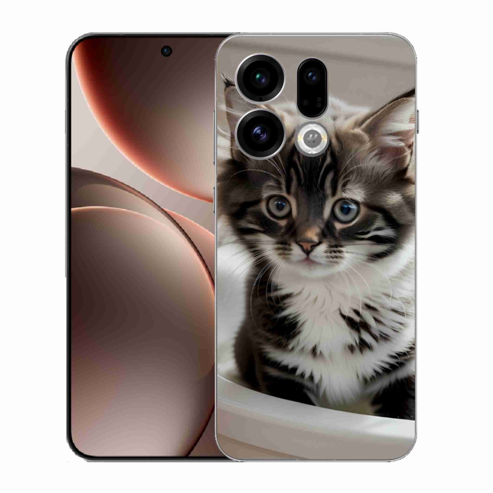 Gelový kryt mmCase na Oppo Find X9 - zvědavé kotě