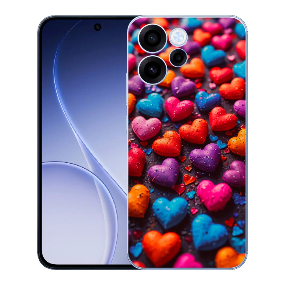 Gelový kryt mmCase na Oppo Reno 15 FS 5G - barevná srdce