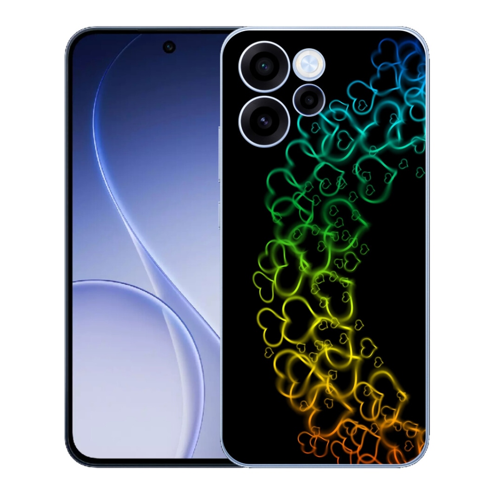 Gelový kryt mmCase na Oppo Reno 15 FS 5G - barevná srdíčka