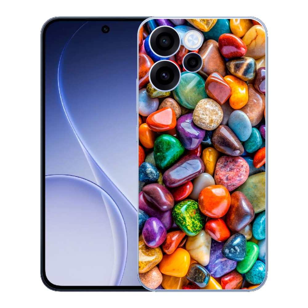 Gelový kryt mmCase na Oppo Reno 15 FS 5G - barevné kamínky
