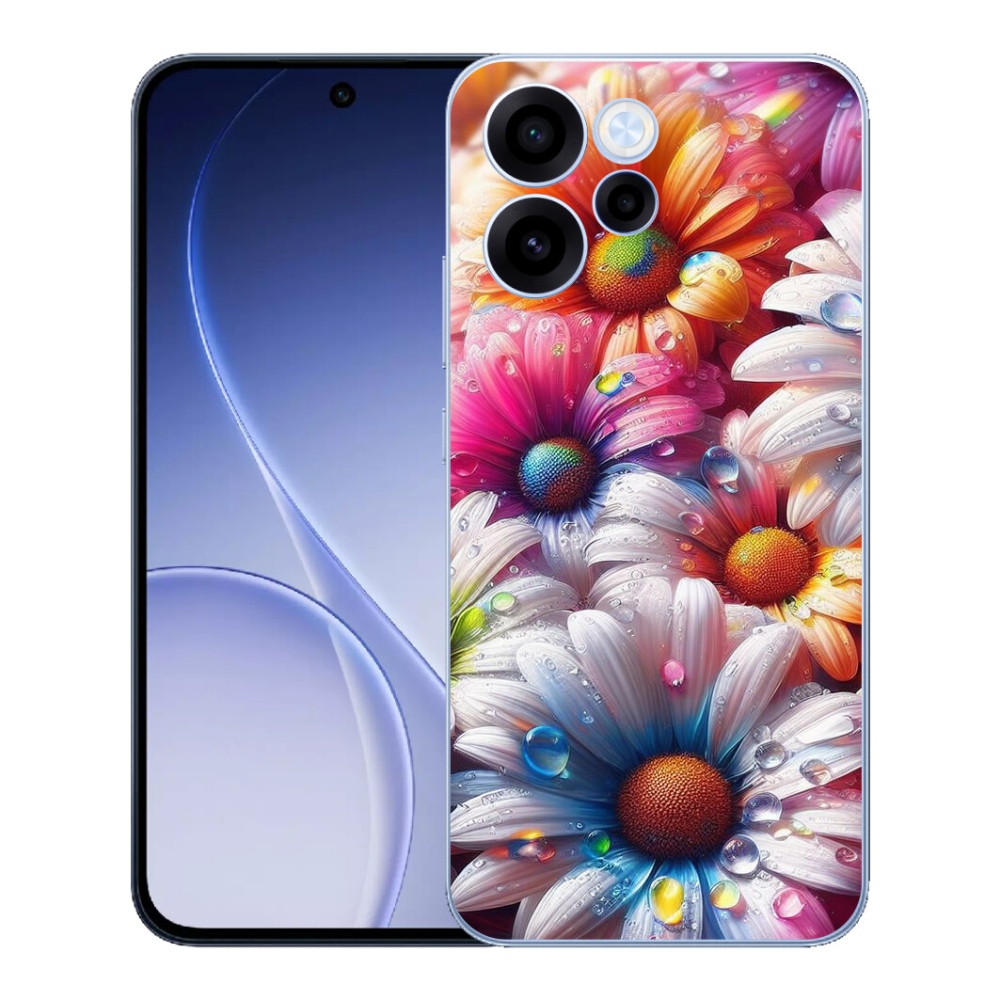 Gelový kryt mmCase na Oppo Reno 15 FS 5G - barevné kopretiny