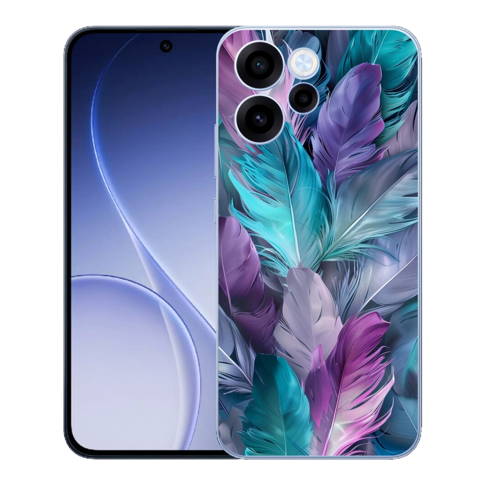 Gelový kryt mmCase na Oppo Reno 15 FS 5G - barevné peří 2