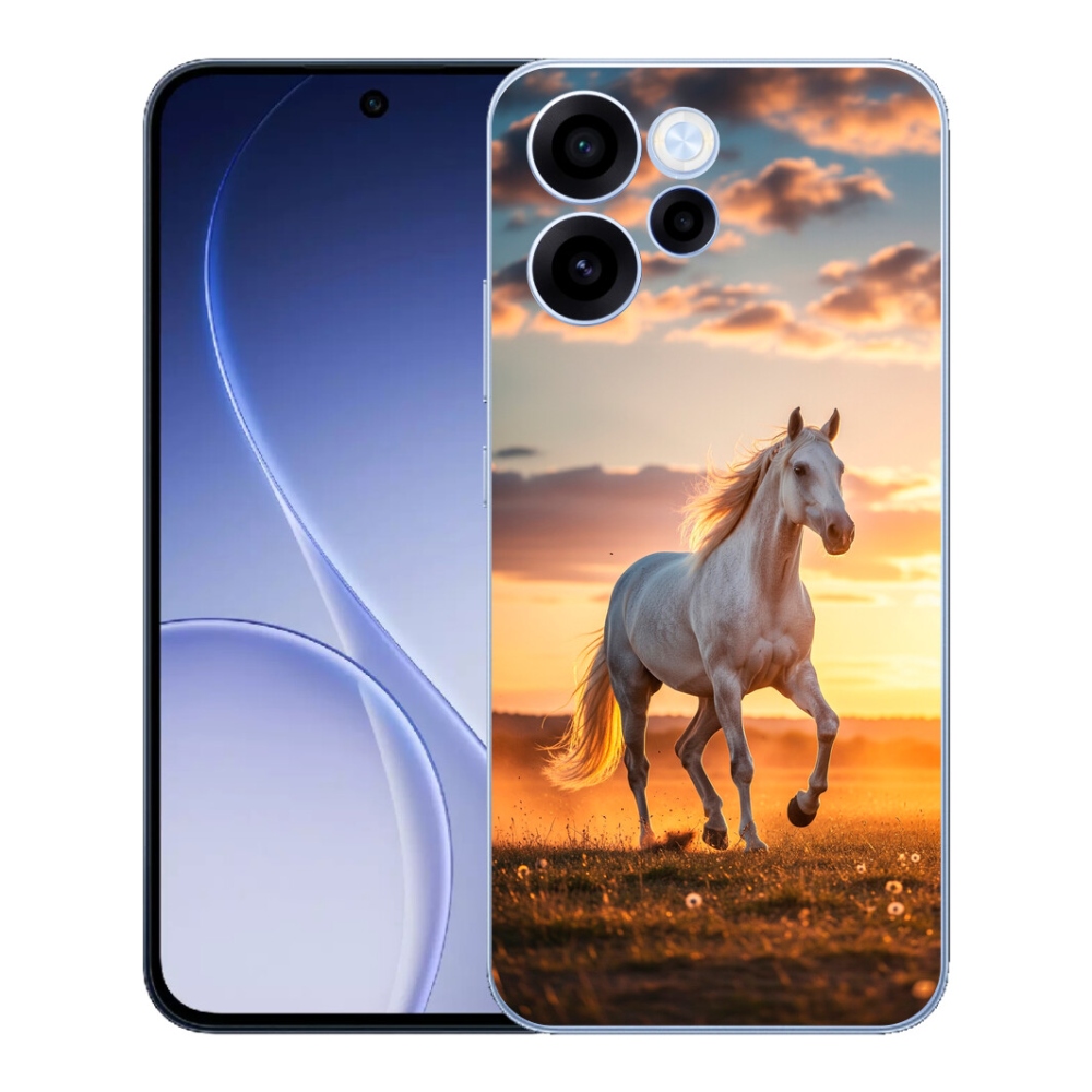 Gelový kryt mmCase na Oppo Reno 15 FS 5G - běžící bílý kůň 2