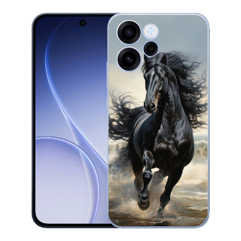 Gelový kryt mmCase na Oppo Reno 15 FS 5G - běžící černý kůň