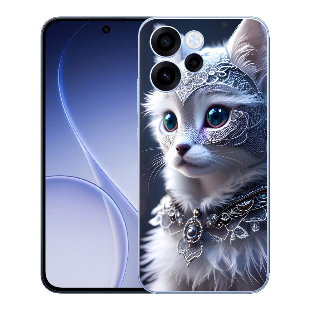 Gelový kryt mmCase na Oppo Reno 15 FS 5G - bílá kočka