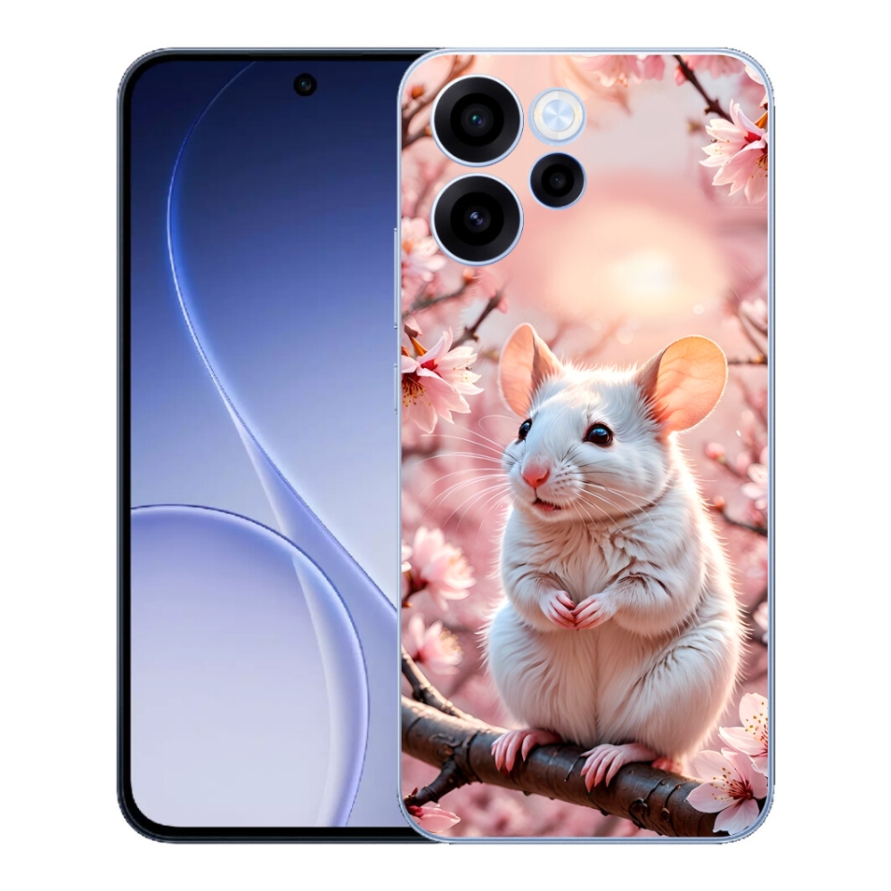 Gelový kryt mmCase na Oppo Reno 15 FS 5G - bílá myš na větvi