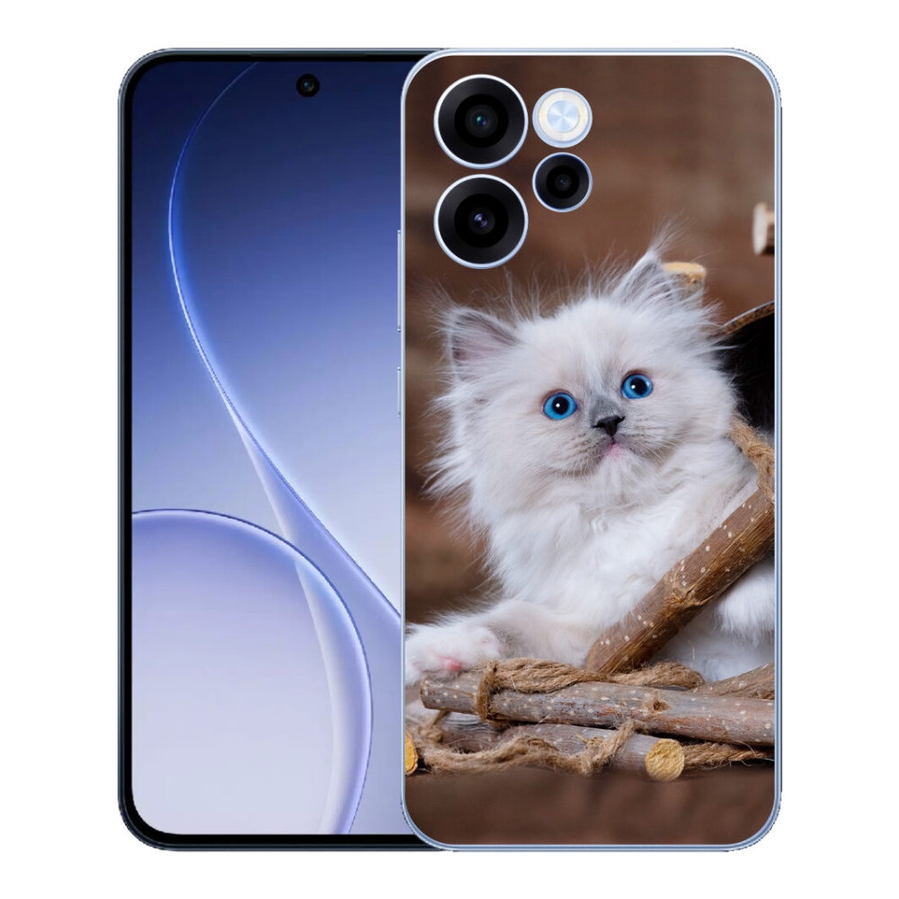 Gelový kryt mmCase na Oppo Reno 15 FS 5G - bílé kotě