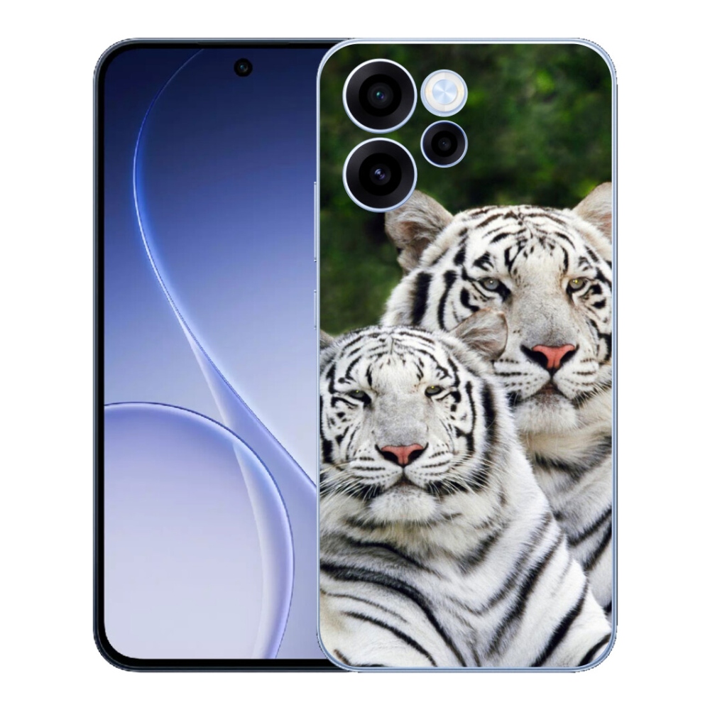 Gelový kryt mmCase na Oppo Reno 15 FS 5G - bílí tygři