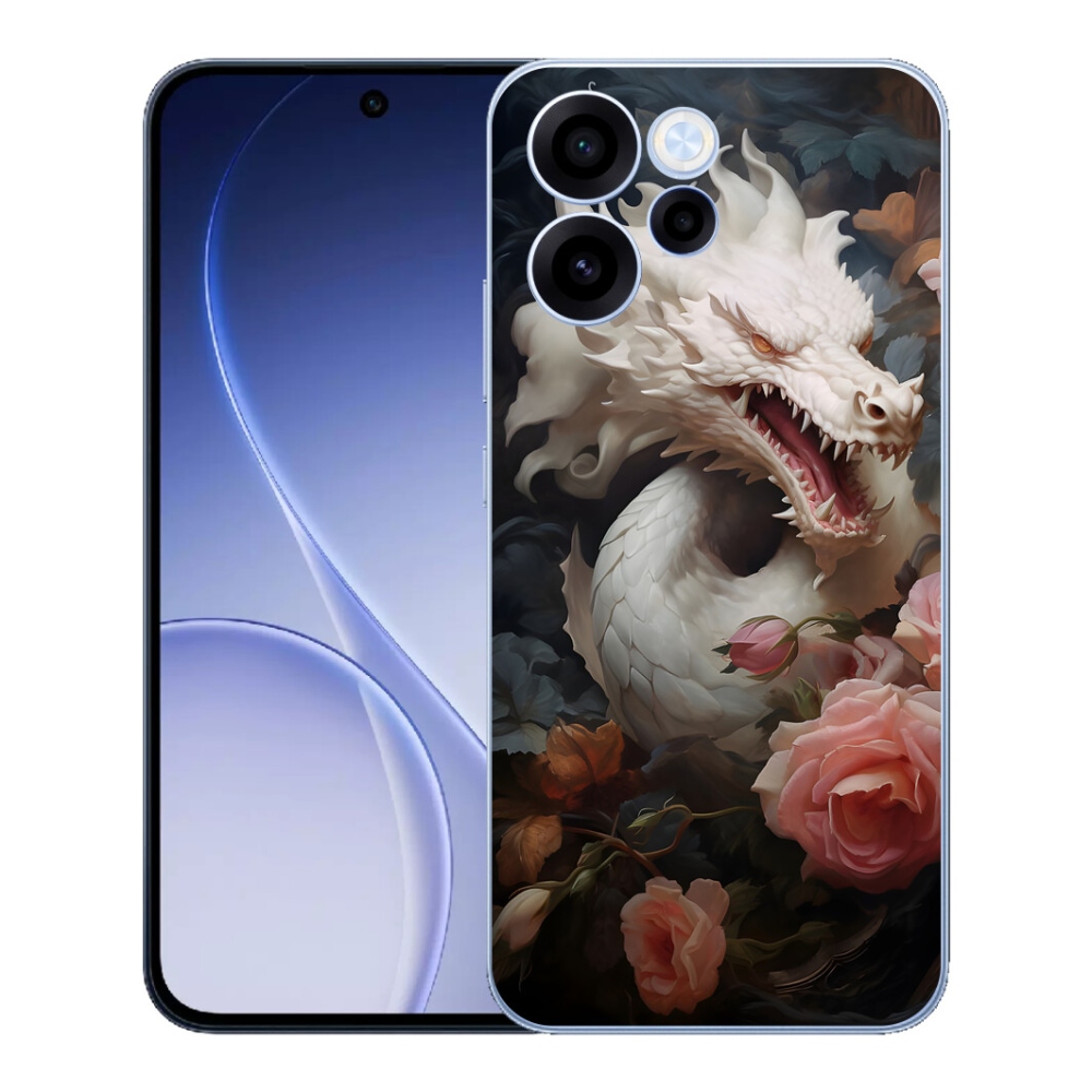 Gelový kryt mmCase na Oppo Reno 15 FS 5G - bílý drak
