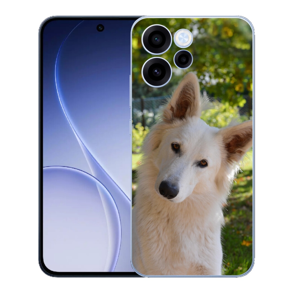 Gelový kryt mmCase na Oppo Reno 15 FS 5G - bílý švýcarský ovčák 1