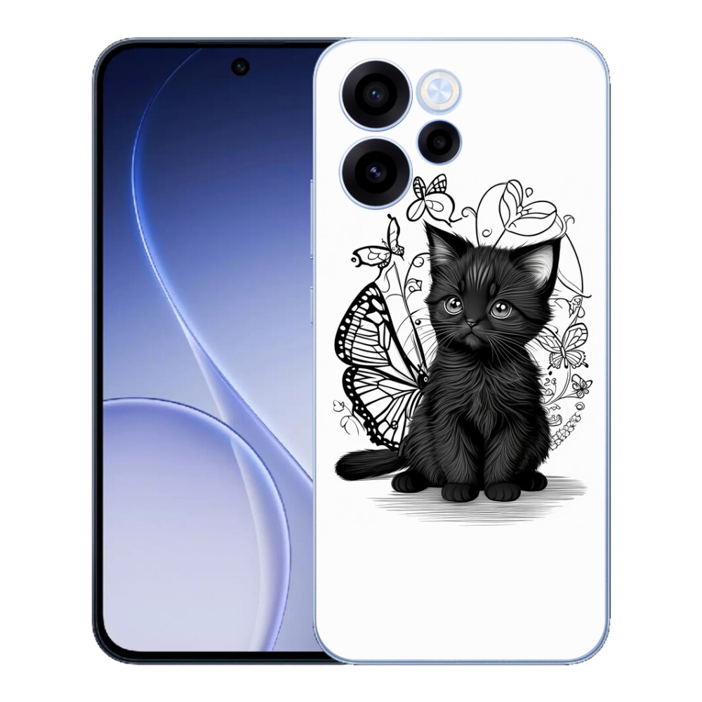 Gelový kryt mmCase na Oppo Reno 15 FS 5G - černé kotě