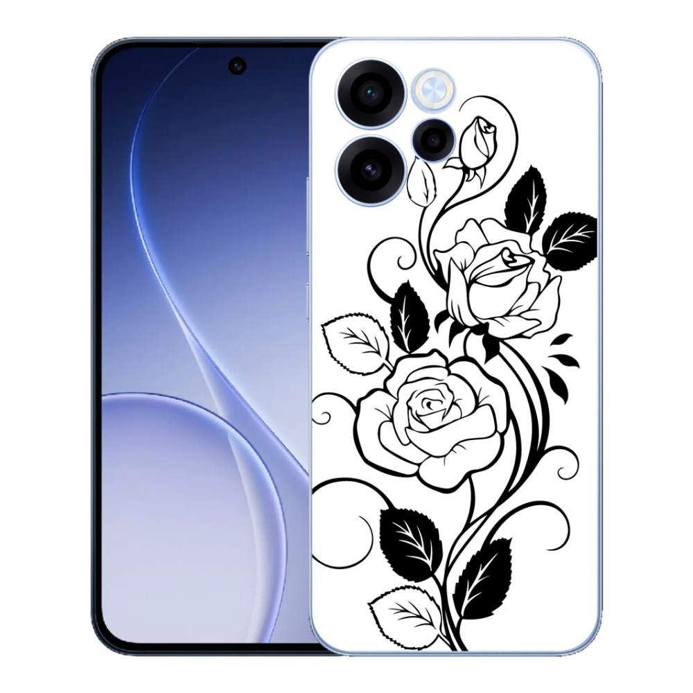 Gelový kryt mmCase na Oppo Reno 15 FS 5G - černobílá růže