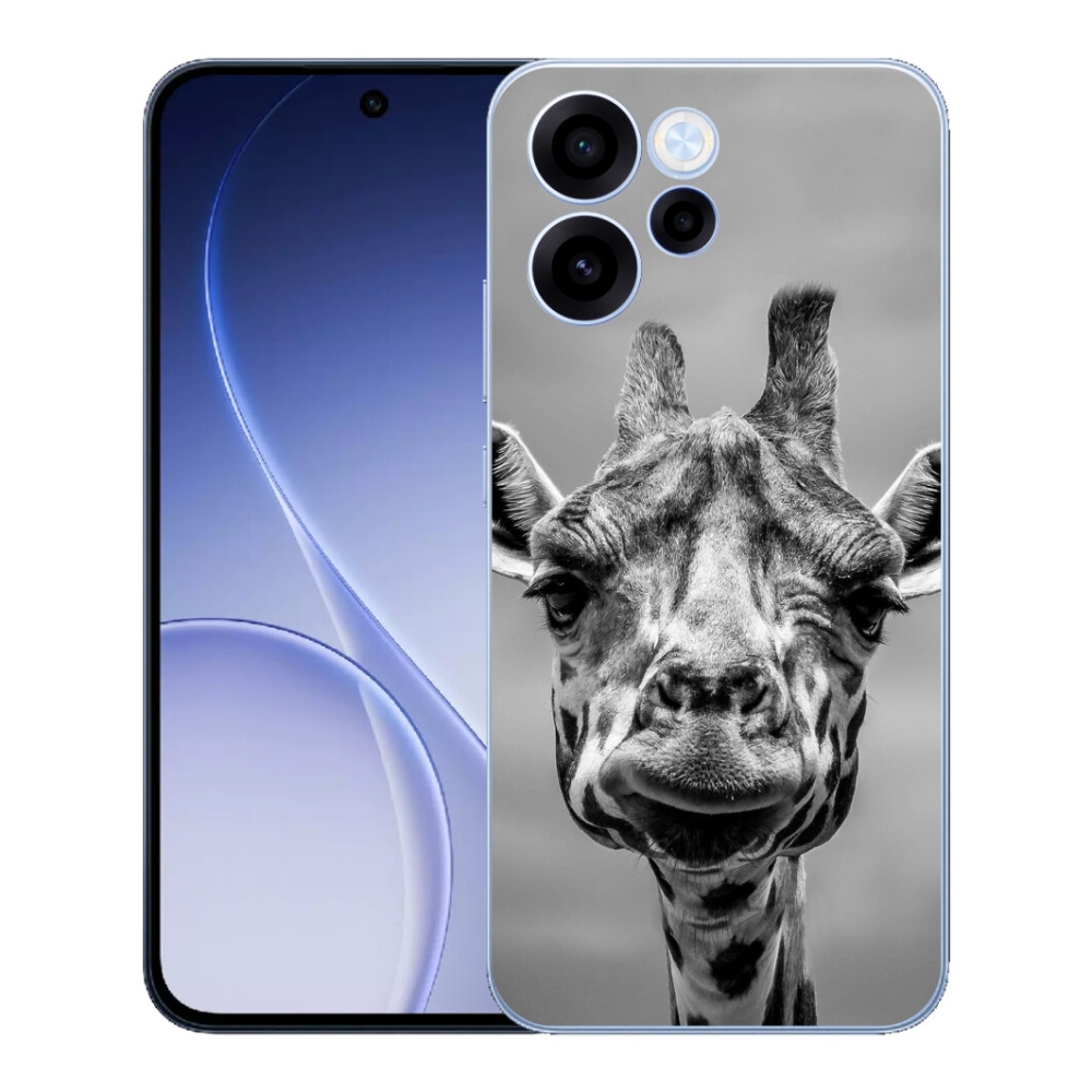 Gelový kryt mmCase na Oppo Reno 15 FS 5G - černobílá žirafa