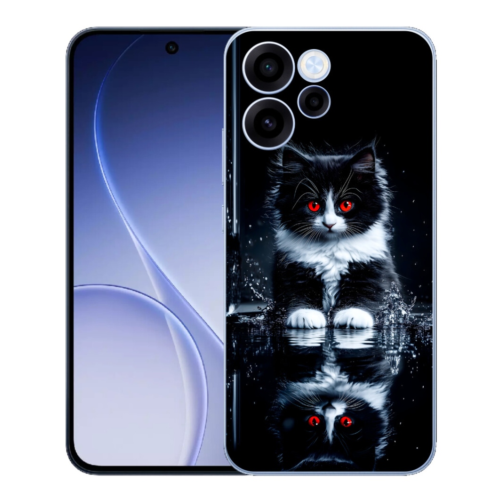 Gelový kryt mmCase na Oppo Reno 15 FS 5G - černobílé kotě