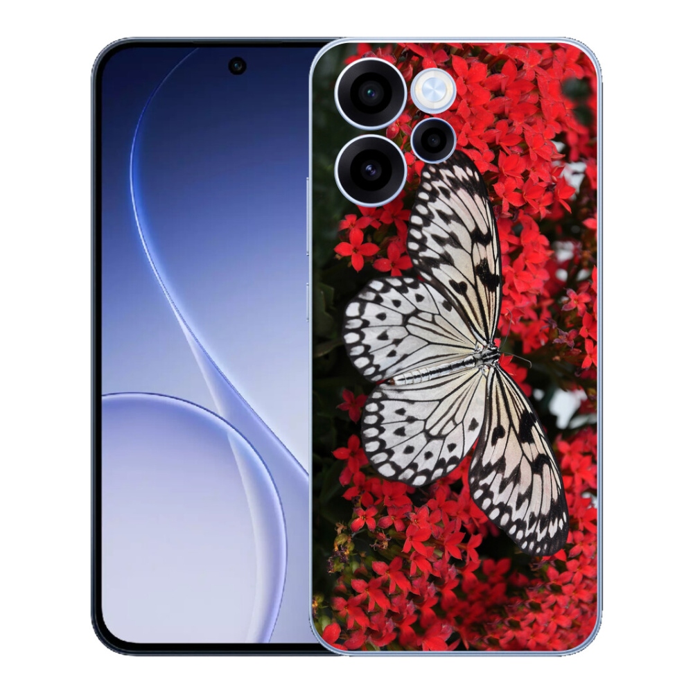 Gelový kryt mmCase na Oppo Reno 15 FS 5G - černobílý motýl 1