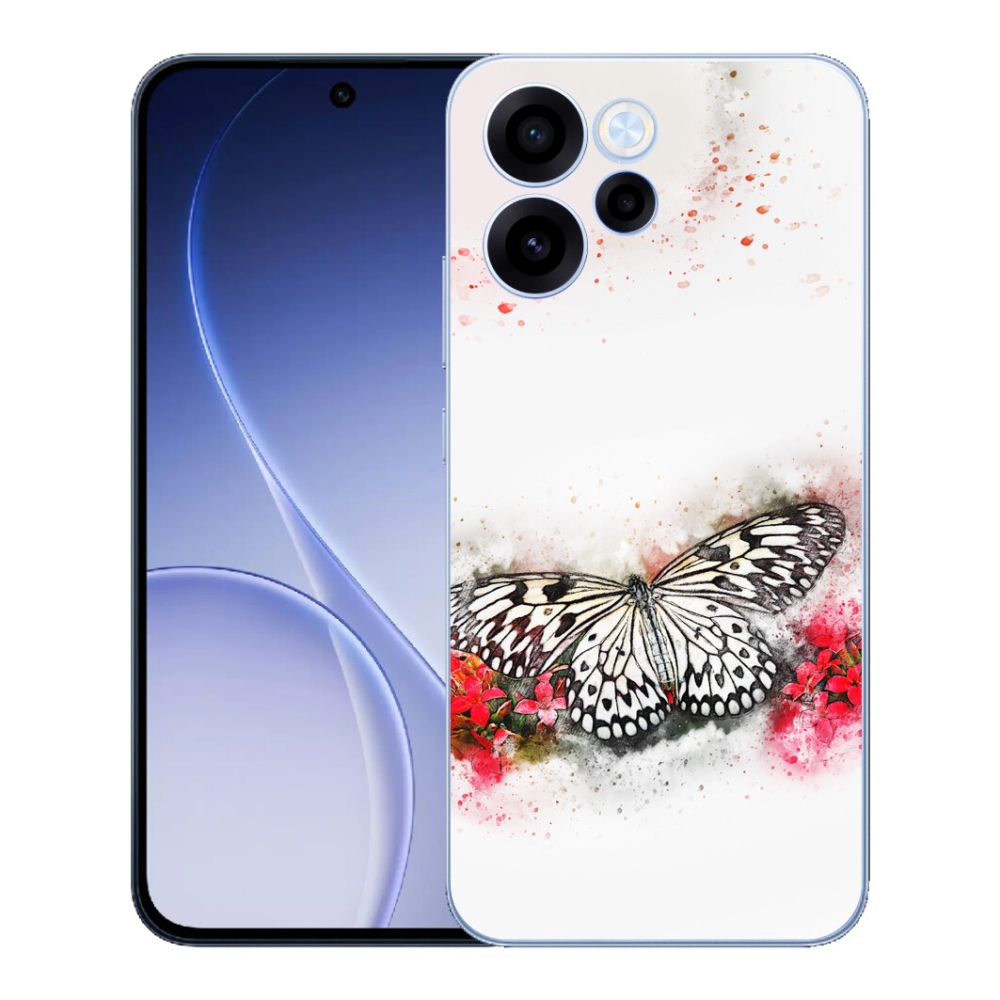 Gelový kryt mmCase na Oppo Reno 15 FS 5G - černobílý motýl