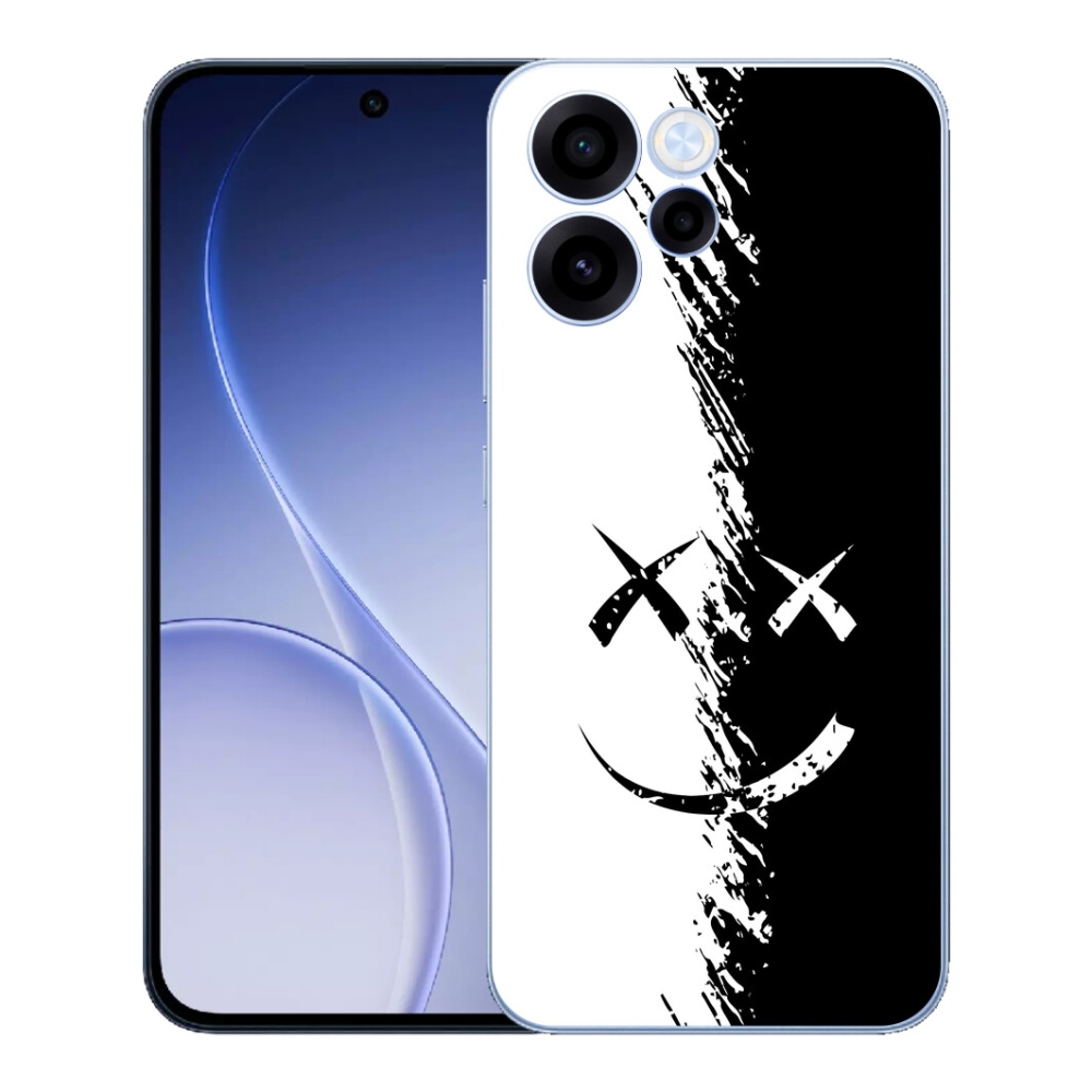 Gelový kryt mmCase na Oppo Reno 15 FS 5G - černobílý smajlík
