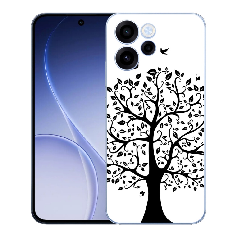 Gelový kryt mmCase na Oppo Reno 15 FS 5G - černobílý strom