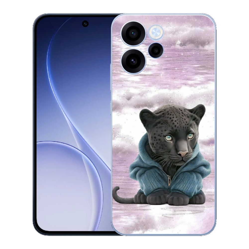 Gelový kryt mmCase na Oppo Reno 15 FS 5G - černý panter ve svetru