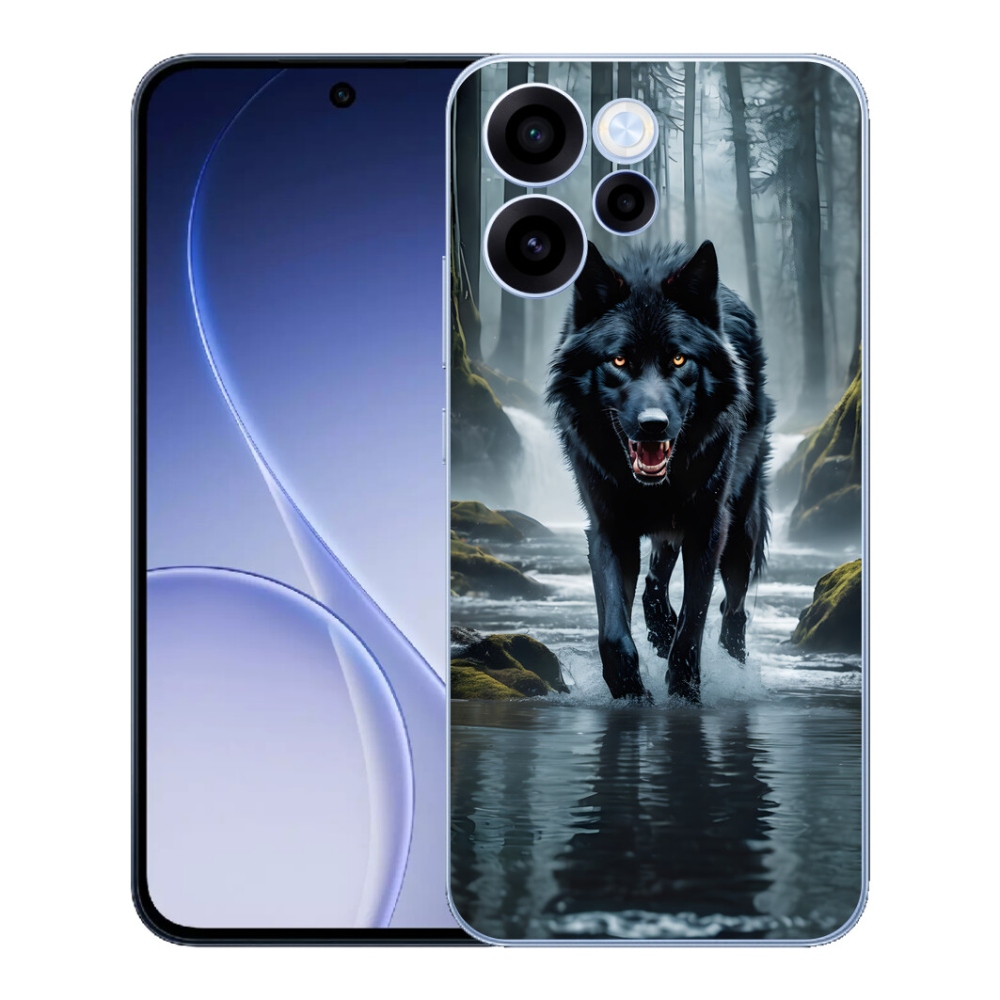 Gelový kryt mmCase na Oppo Reno 15 FS 5G - černý vlk