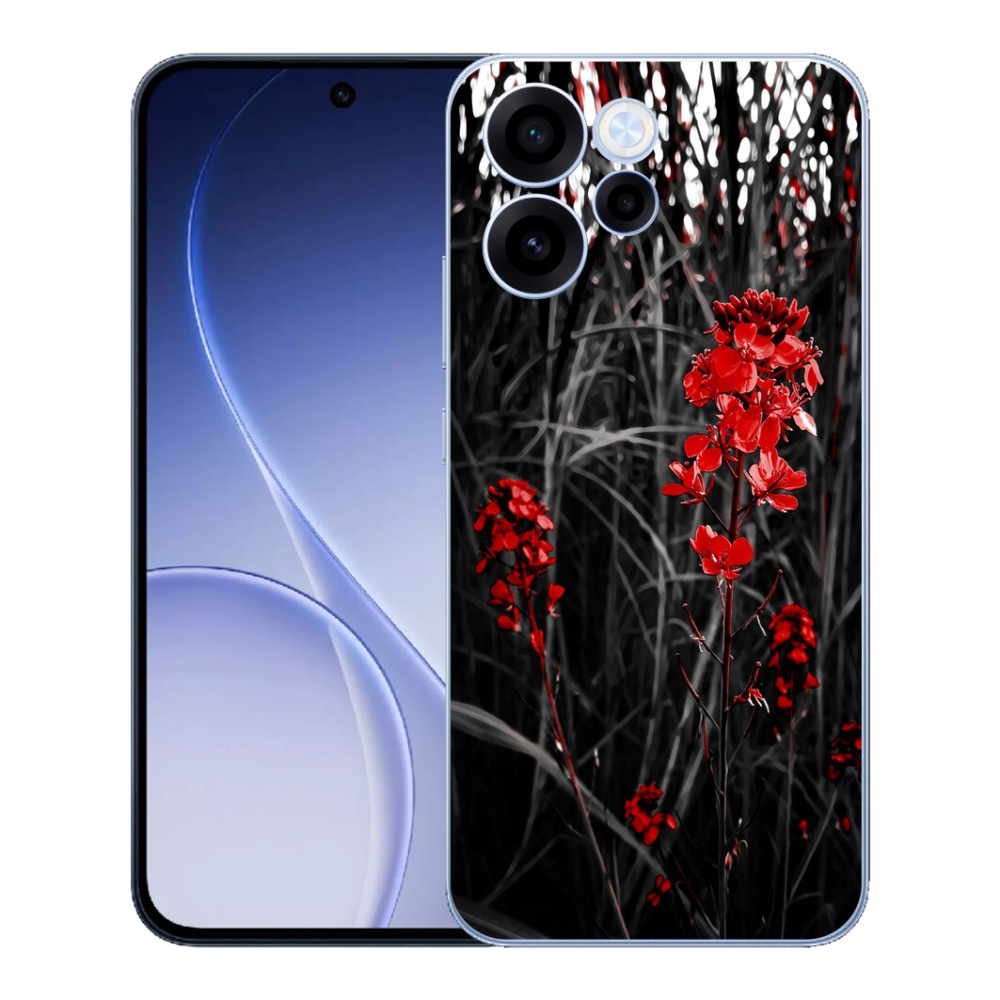 Gelový kryt mmCase na Oppo Reno 15 FS 5G - červená rostlina
