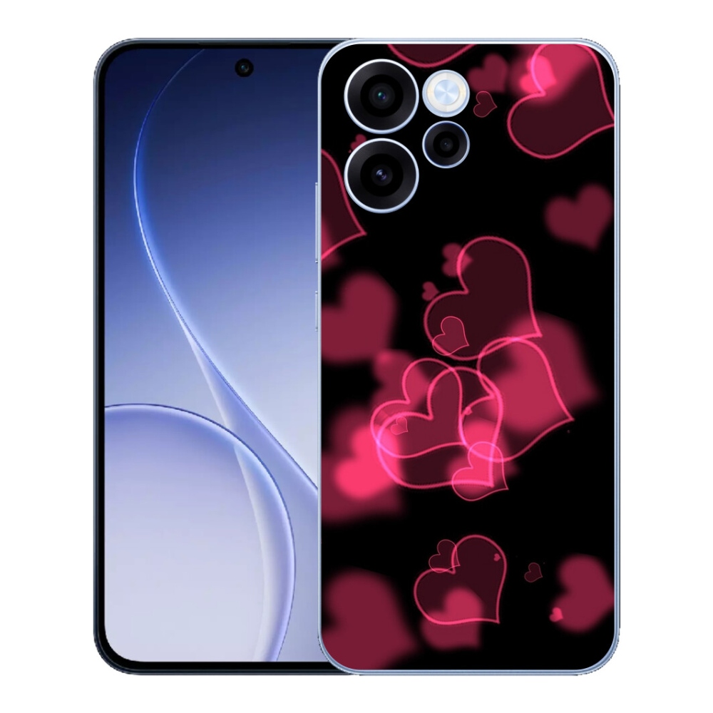 Gelový kryt mmCase na Oppo Reno 15 FS 5G - červená srdíčka