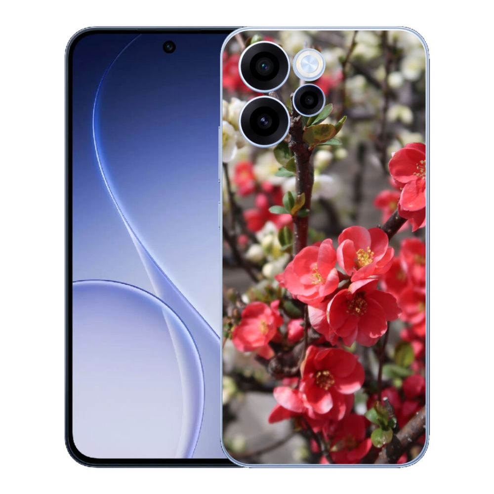 Gelový kryt mmCase na Oppo Reno 15 FS 5G - červené květy