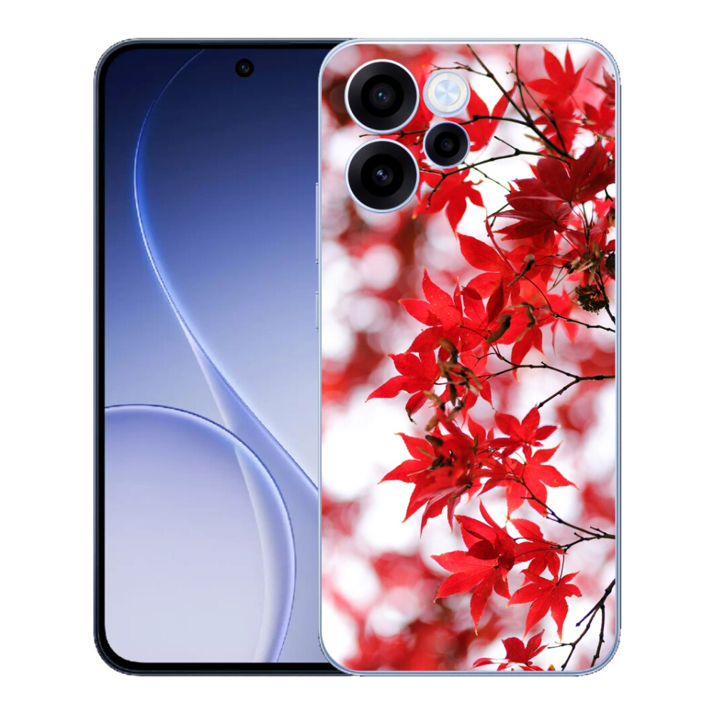 Gelový kryt mmCase na Oppo Reno 15 FS 5G - červené listy