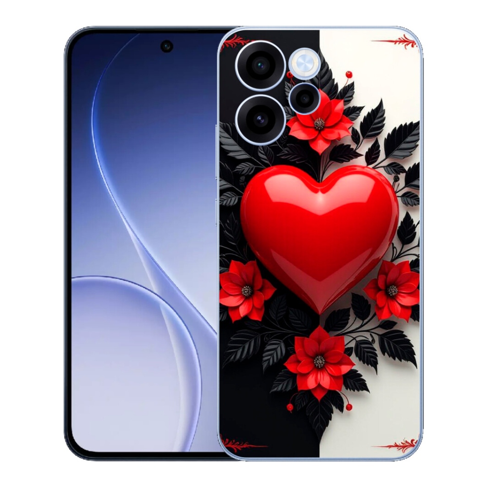Gelový kryt mmCase na Oppo Reno 15 FS 5G - červené srdce