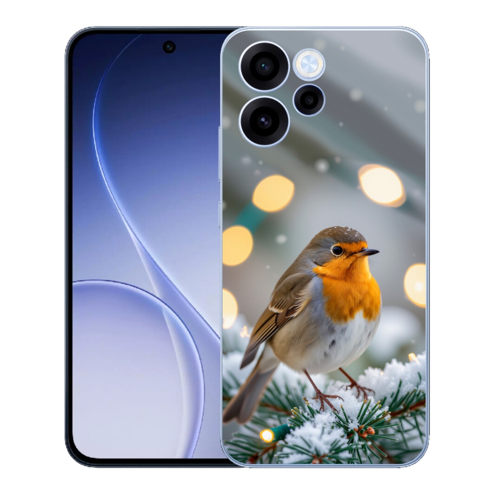 Gelový kryt mmCase na Oppo Reno 15 FS 5G - červenka v zimě