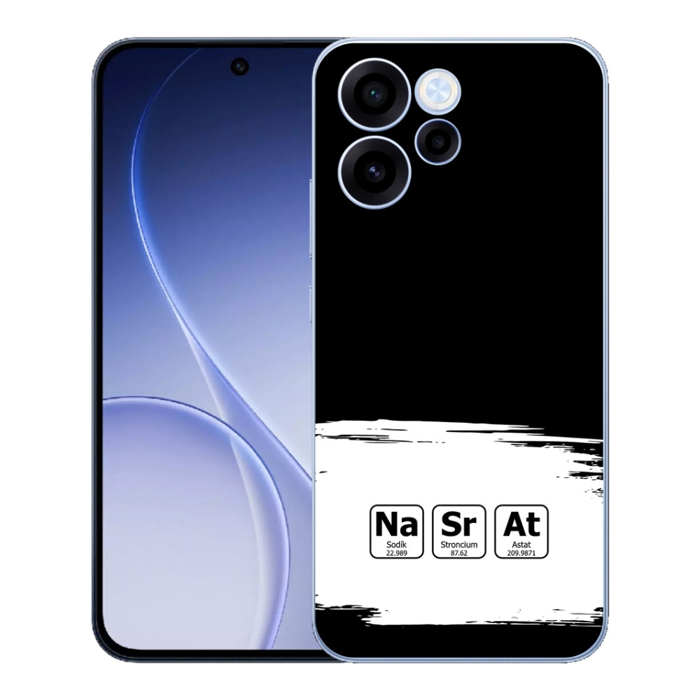 Gelový kryt mmCase na Oppo Reno 15 FS 5G - chemické prvky bíločerné pozadí