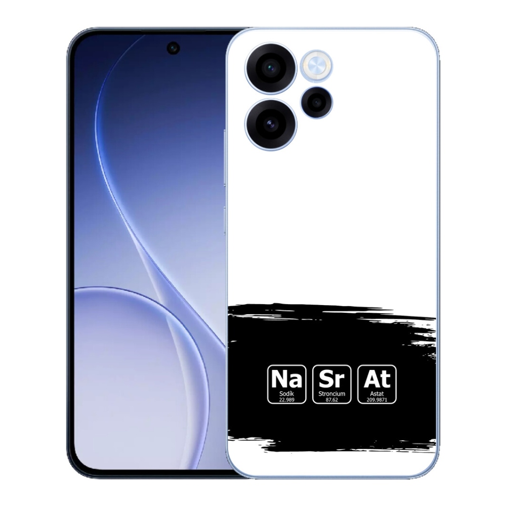 Gelový kryt mmCase na Oppo Reno 15 FS 5G - chemické prvky černobílé pozadí