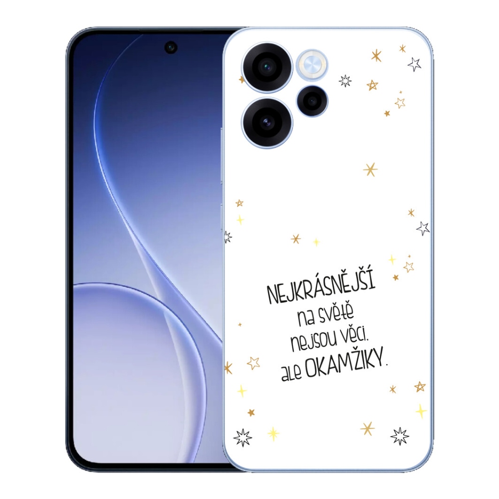 Gelový kryt mmCase na Oppo Reno 15 FS 5G - citát 4 bílé pozadí