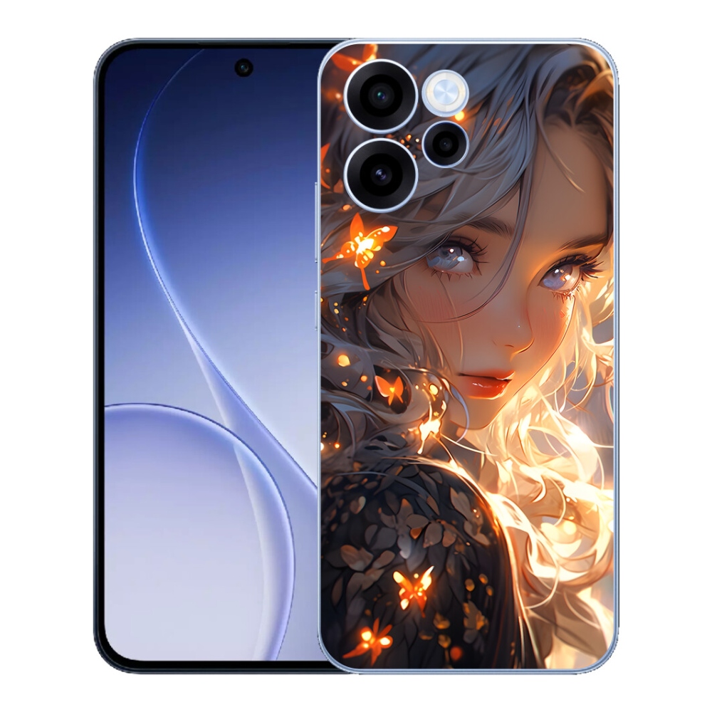Gelový kryt mmCase na Oppo Reno 15 FS 5G - dívka a motýli