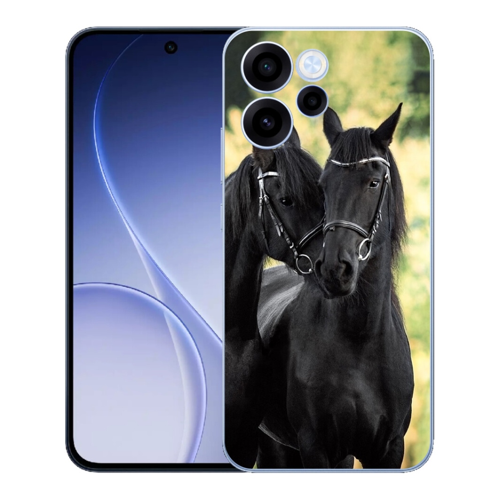 Gelový kryt mmCase na Oppo Reno 15 FS 5G - dva černí koně