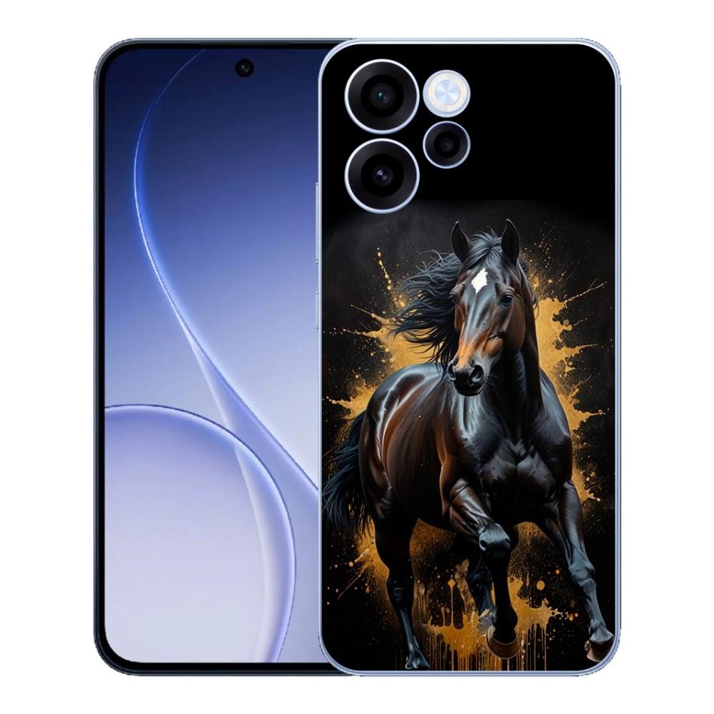 Gelový kryt mmCase na Oppo Reno 15 FS 5G - elegantní černý hřebec
