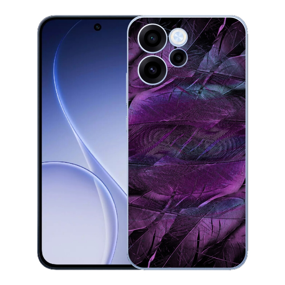 Gelový kryt mmCase na Oppo Reno 15 FS 5G - fialová pírka
