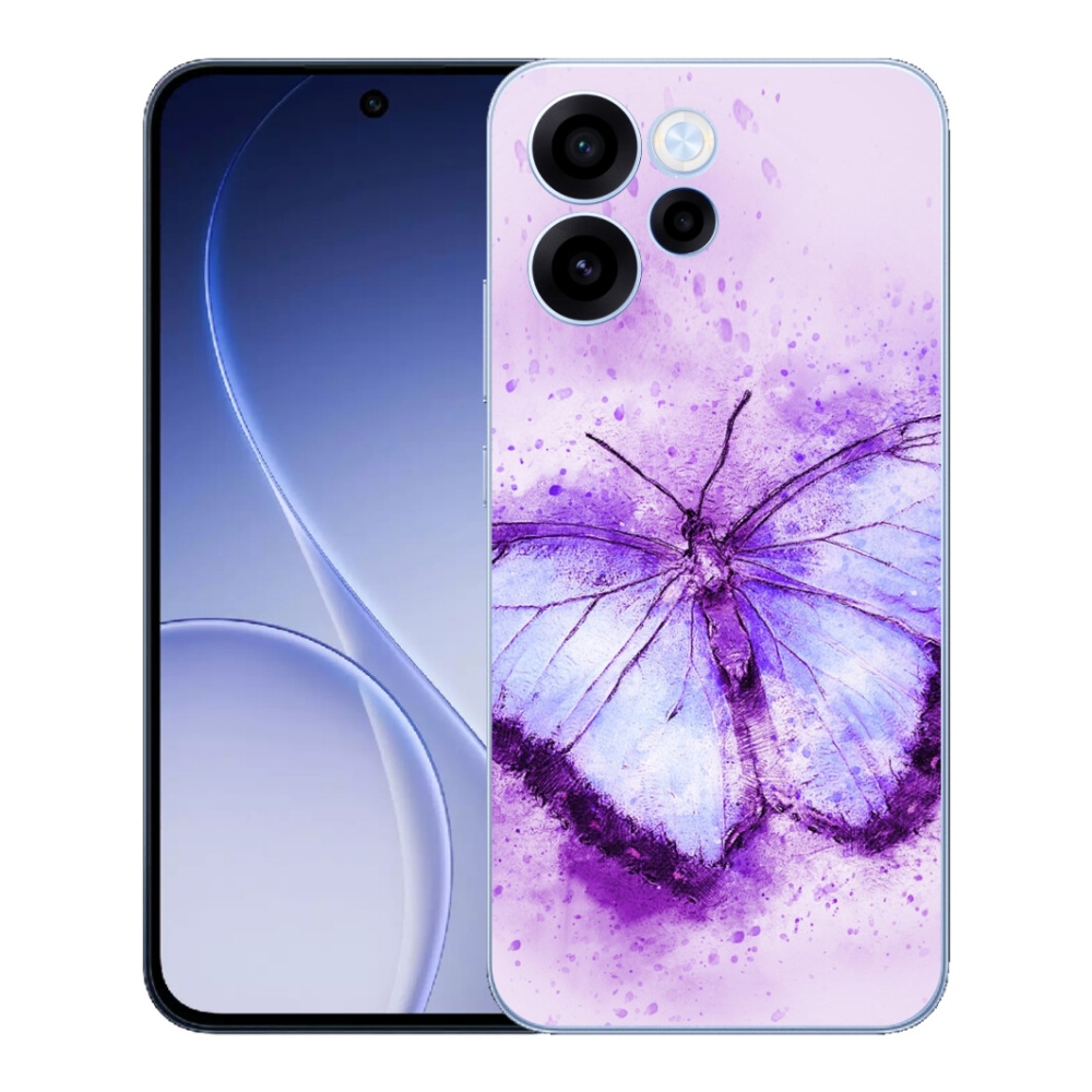Gelový kryt mmCase na Oppo Reno 15 FS 5G - fialový motýl